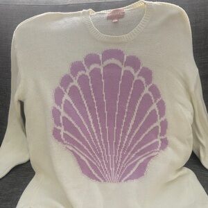MUMU Cream Sweater with Purple Shell Design